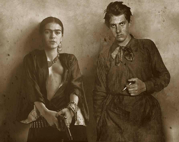 Маяковский и Фрида Кало. Этот коллаж называется «Двое» и сделан художником Александром Джикия