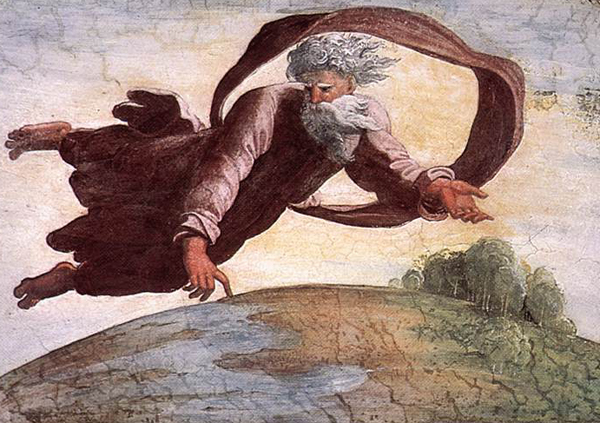 Творец отделяет воду от земли. Фреска Рафаэля. Но кого он изобразил?