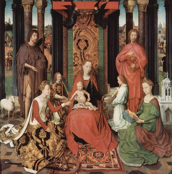 Святая Екатерина обручается с Христом. Картина Ганса Мемлинга 