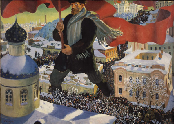Большевик. Картина Бориса Кустодиева