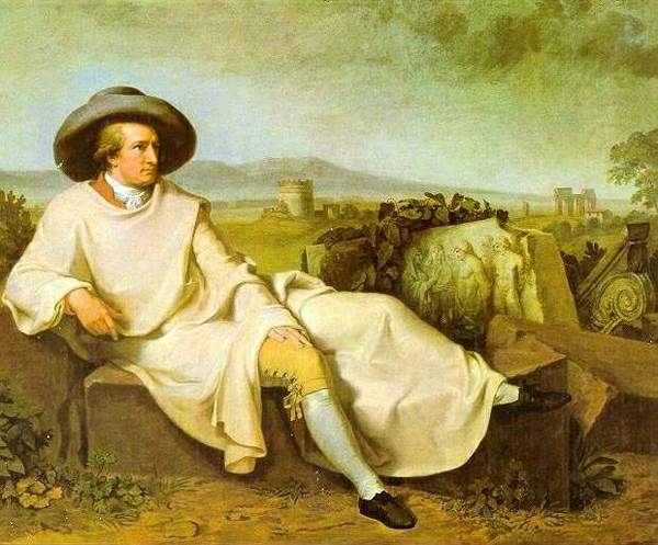 Johann Heinrich Wilhelm Tischbein : Goethe in der Campagna. 164x206 cm. Öl auf Leinwand. 1786/87. Frankfurt a. M., Städelsches Kunstinstitut 