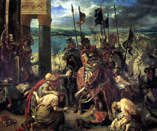 Взятие Константинополя крестоносцами. Картина Делакруа. 1840
